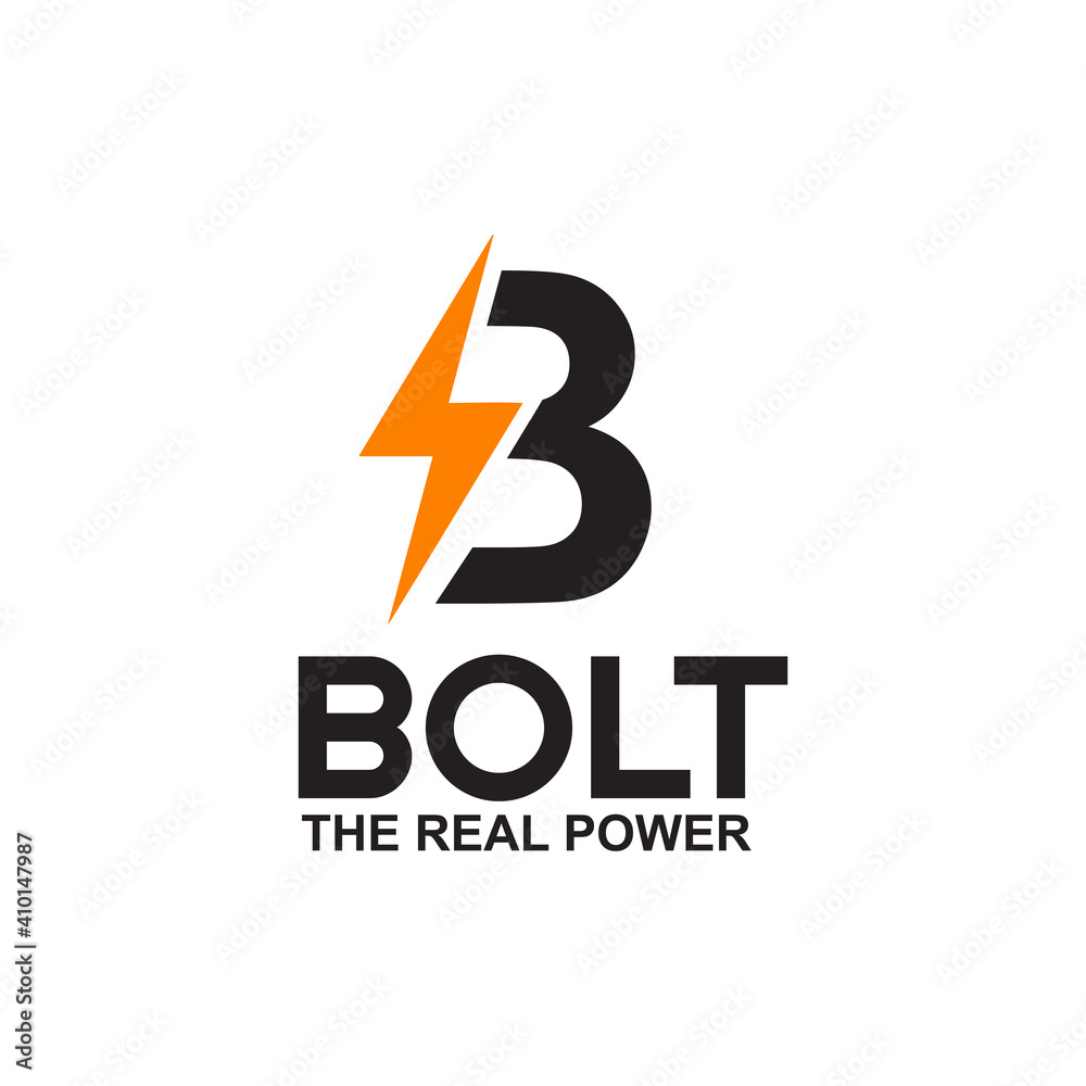 B letter initial logo incorporated with lightening bolt design template B letter initial logo incorporated with lightening bolt design template