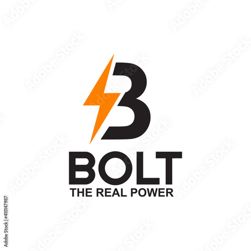 B letter initial logo incorporated with lightening bolt design template