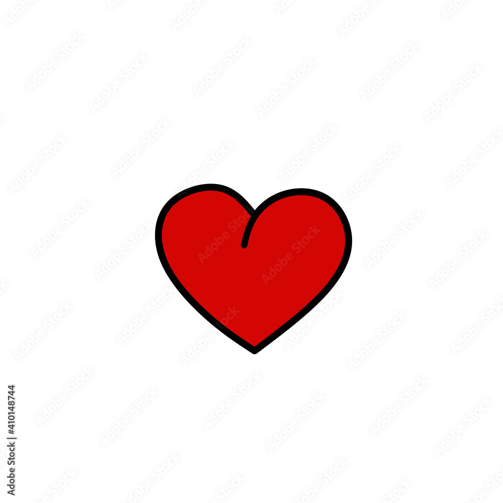 Vector illustration of red heart isolated on white