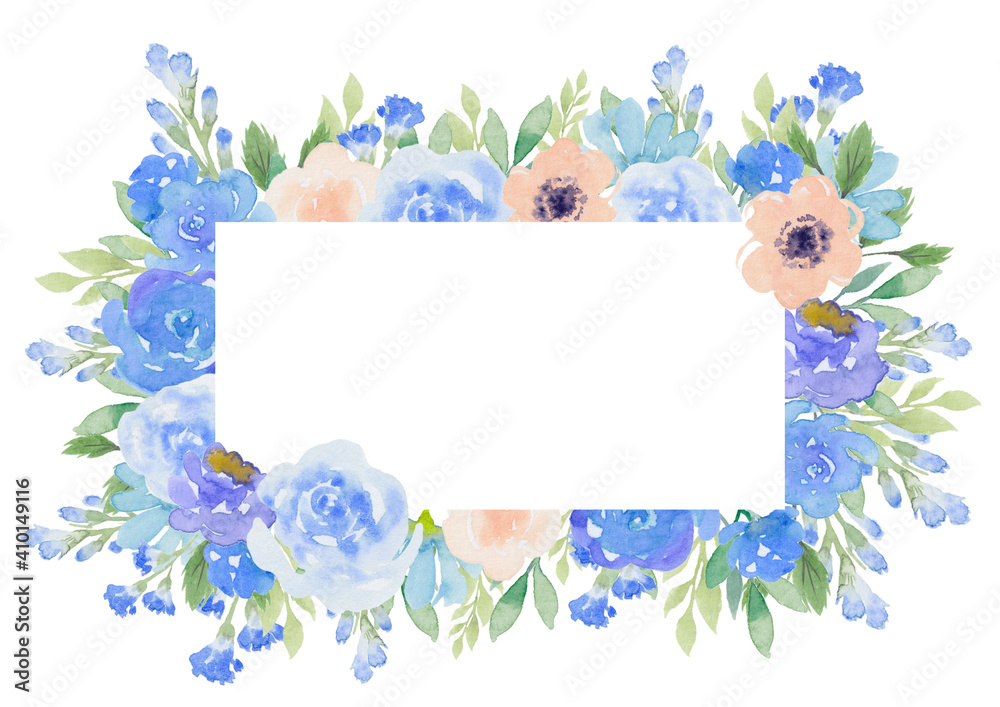 青いバラの飾り枠
