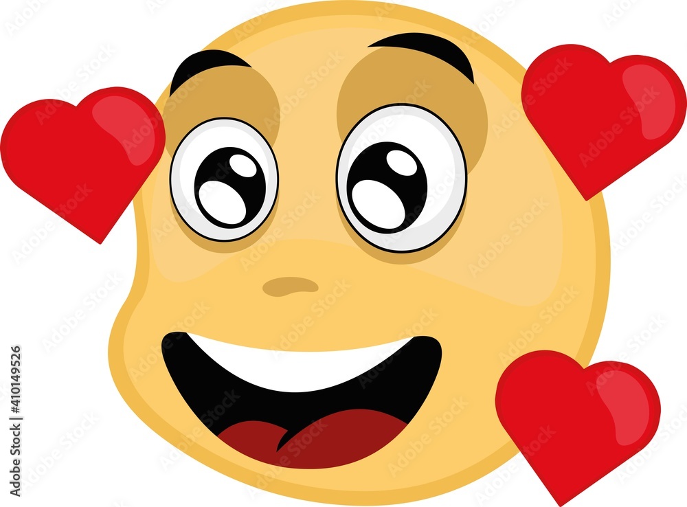 Vector illustration of emoticon in love with hearts Vector illustration of emoticon in love with hearts