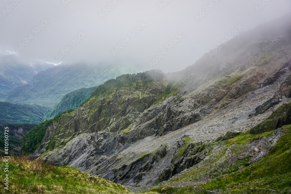Hehuan mountain peak in fog
