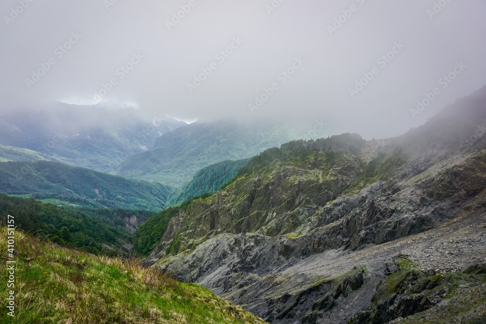Fototapeta premium Hehuan mountain peak in fog