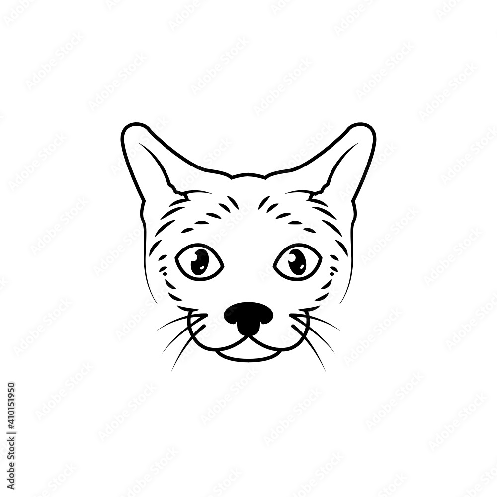 Cute line art cat logo design