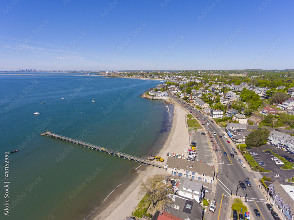 Swampscott coast aerial view including Fishermans Beach in town of Swampscott, Massachusetts MA, USA. 