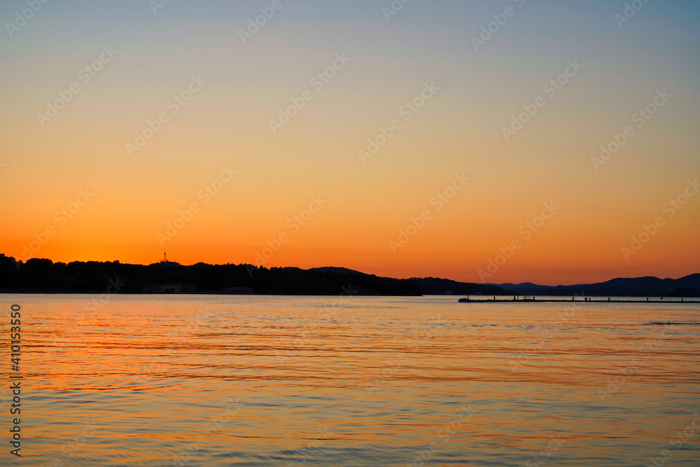sunset on the Adriatic coast in Croatia