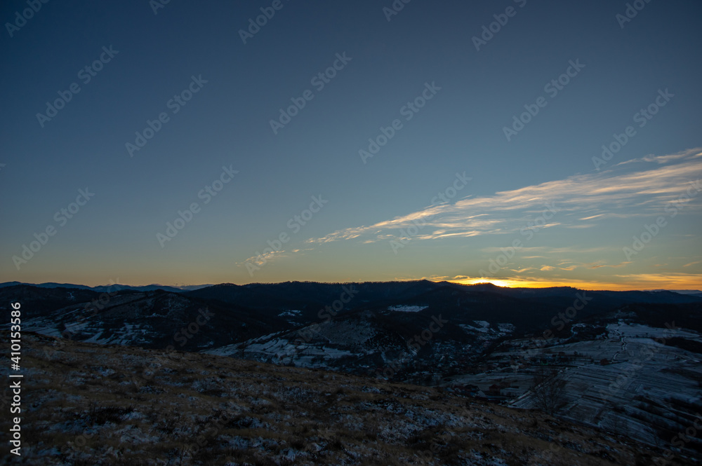Evening in the Carpathian mountains in winter Evening in the Carpathian mountains in winter