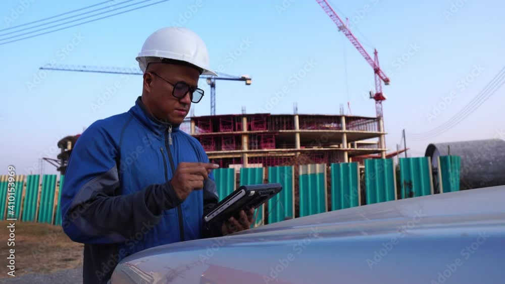 Inspecting Engineer in Construction Site Inspecting Engineer in Construction Site