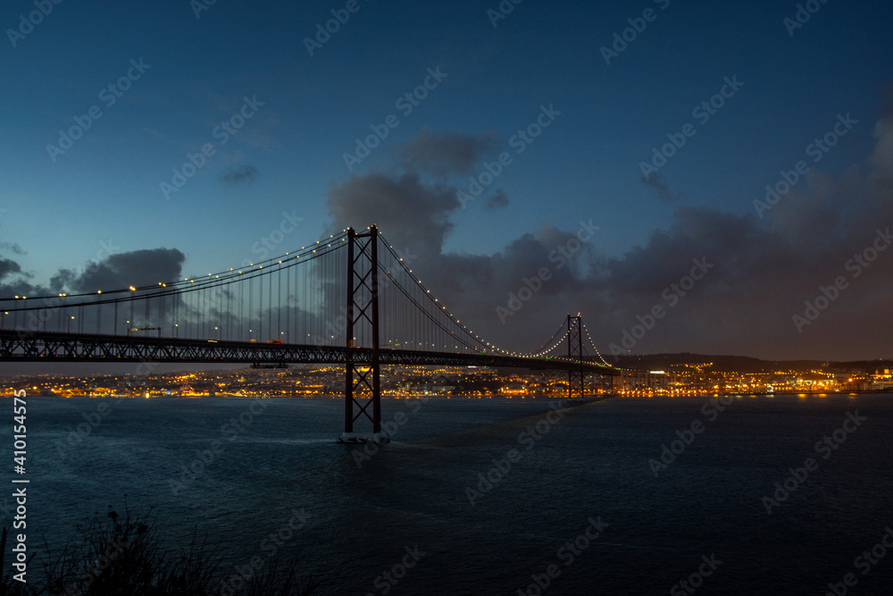 The 25 April bridge (Ponte 25 de Abril)  - famous bridge of  Lisbon 