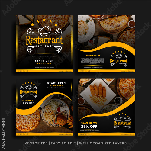Food menu restaurant social media post template bundle