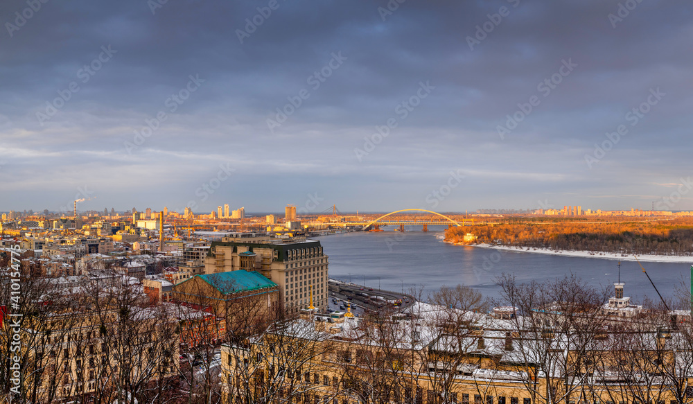 Winter panorama of Kiev..