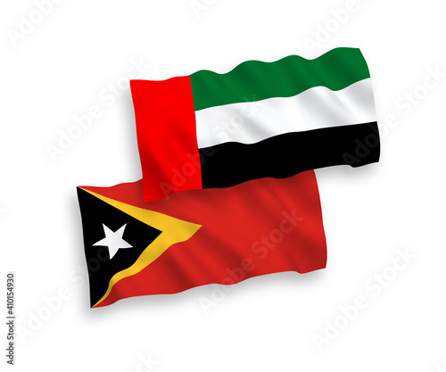 Flags of East Timor and United Arab Emirates on a white background