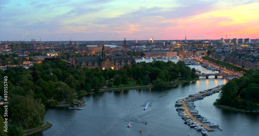 Cloudy summer sunset over Stockholm city,Sweden