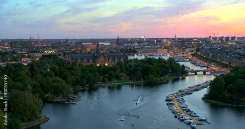 Cloudy summer sunset over Stockholm city,Sweden