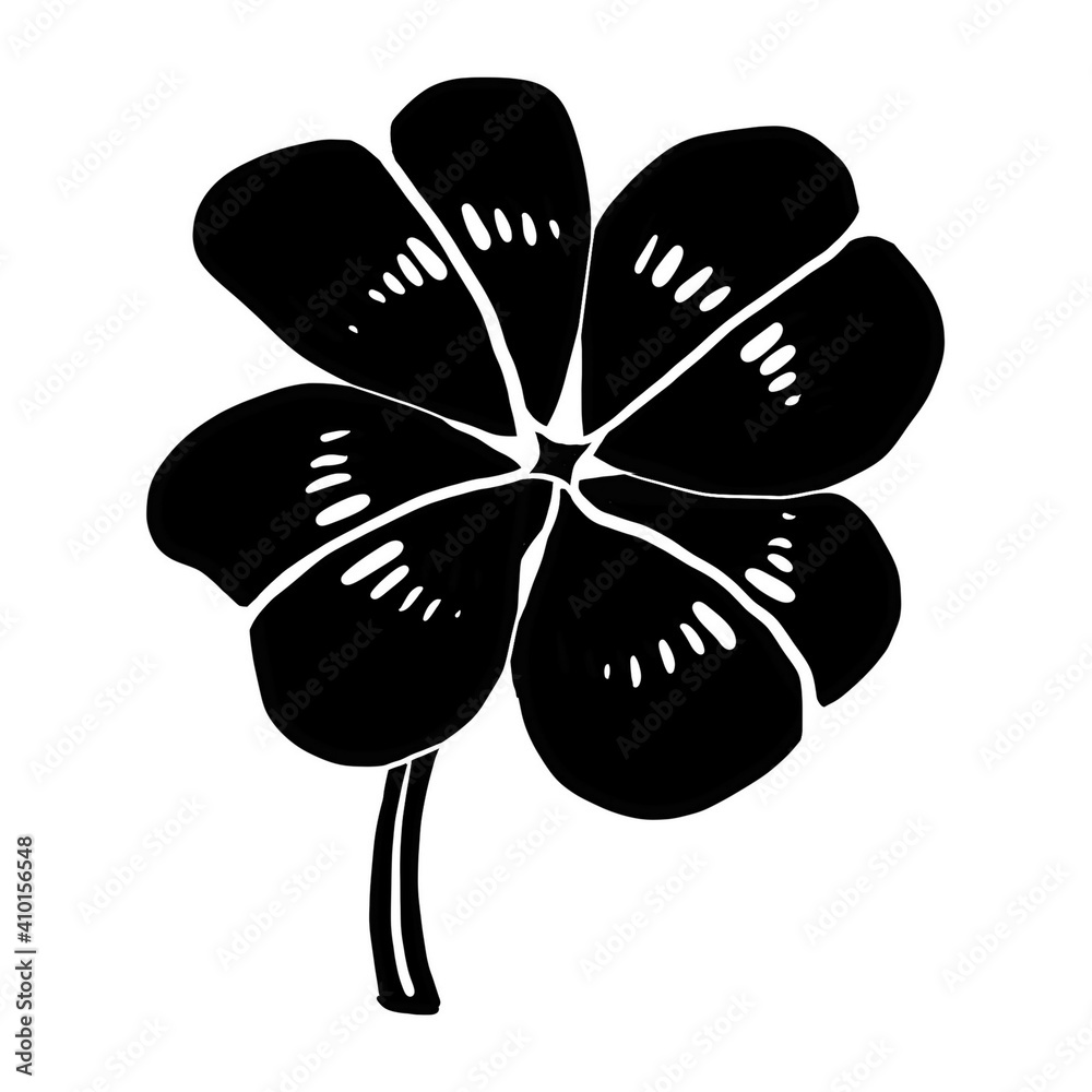 Illustration of lucky four-leaf clover or shamrock symbol of Irish saint Patrick's day celebration on a white isolated background Illustration of lucky four-leaf clover or shamrock symbol of Irish saint Patrick's day celebration on a white isolated background