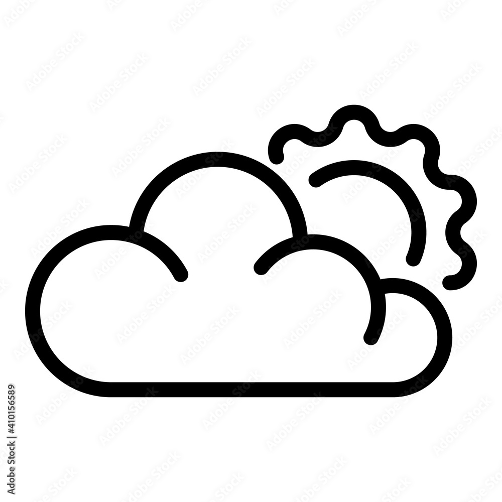Sun in clouds icon. Outline sun in clouds vector icon for web design isolated on white background Sun in clouds icon. Outline sun in clouds vector icon for web design isolated on white background