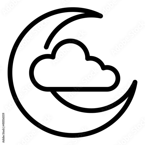 Moon and cloud icon. Outline moon and cloud vector icon for web design isolated on white background