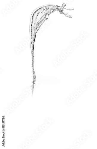 Transparent clear water splash with drops isolated on white background