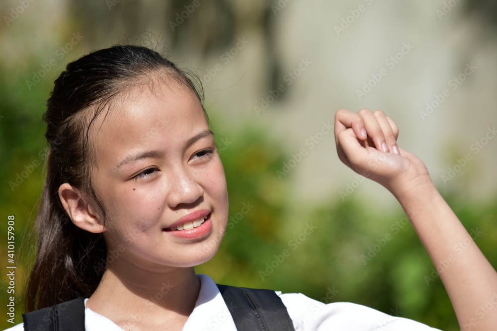 Youthful Asian Student Teenager School Girl And Happiness With Notebooks Youthful Asian Student Teenager School Girl And Happiness With Notebooks