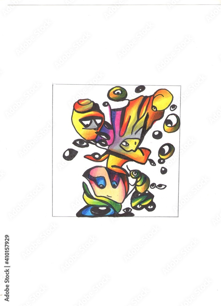 Fototapeta premium Image of inhabitants of space and other planets.Fictional characters, fantastic people, fairy animals and objects that come to life