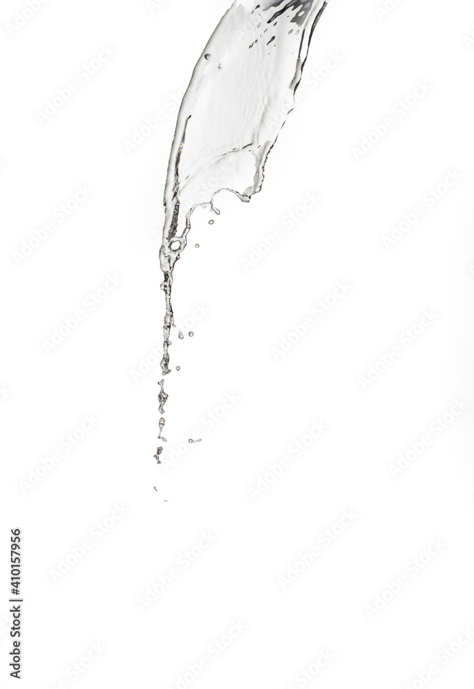Transparent clear water splash with drops  isolated on white background