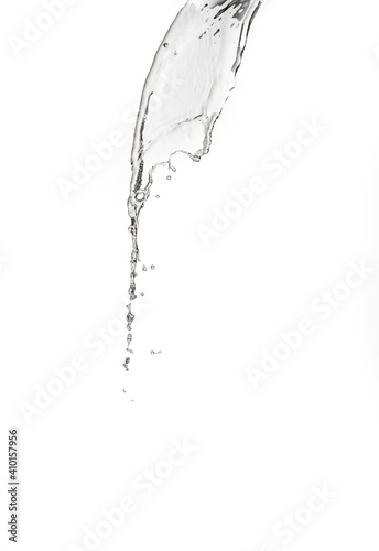 Transparent clear water splash with drops isolated on white background