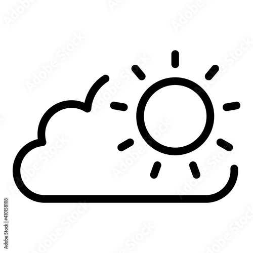 Sunny cloud icon. Outline sunny cloud vector icon for web design isolated on white background