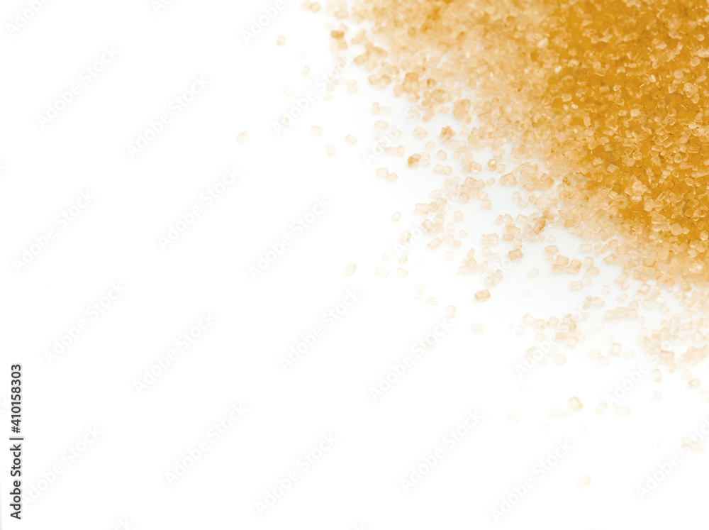 Brown sugar and copy space on a white background Brown sugar and copy space on a white background