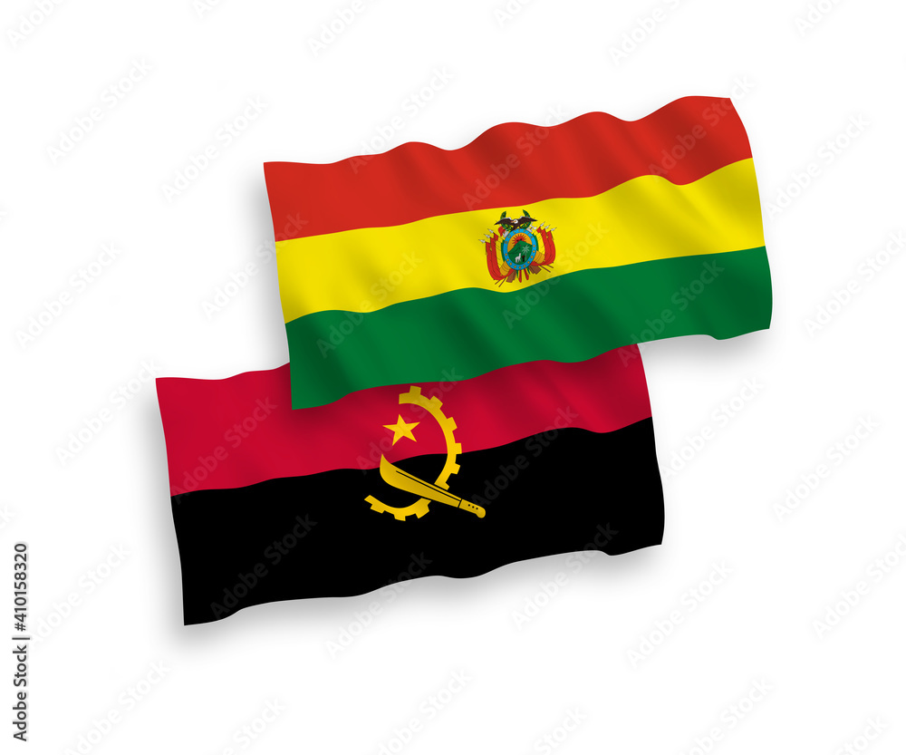 Fototapeta premium Flags of Bolivia and Angola on a white background