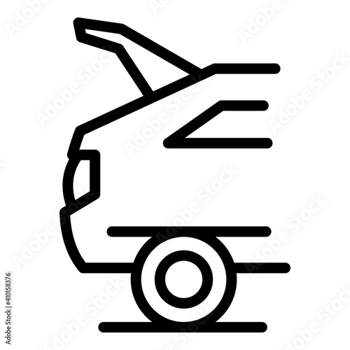 Open trunk car icon. Outline open trunk car vector icon for web design isolated on white background