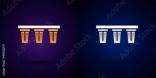 Gold and silver Water filter icon isolated on black background. System for filtration of water. Reverse osmosis system. Vector.