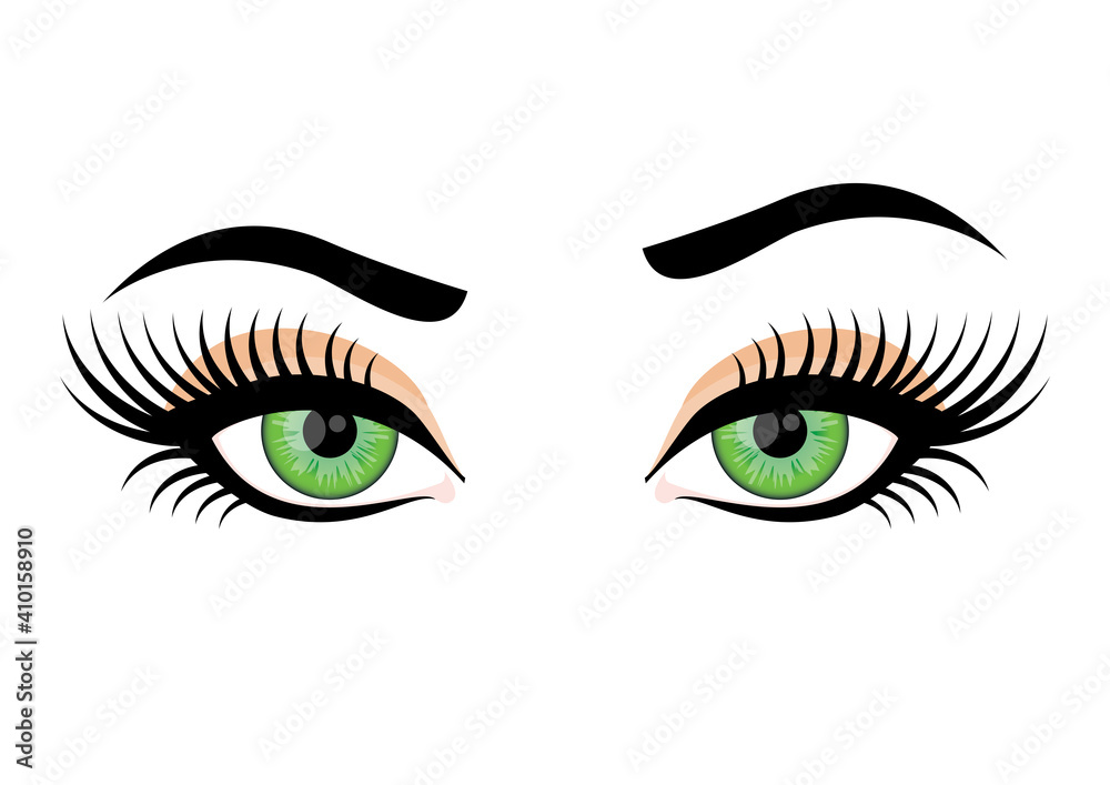 Sensual female eyes icon vector. Beautiful green female eyes icon vector. Attractive female eyes with long lashes clip art