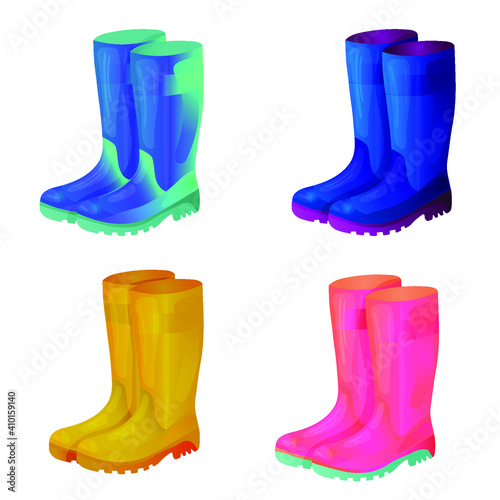 Collection of rubber boots. EPS 10