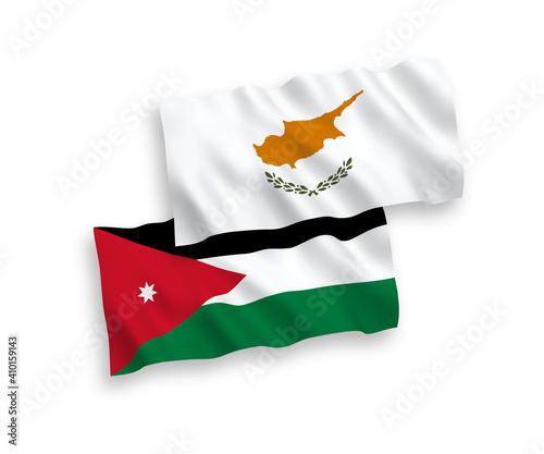 Flags of Cyprus and Hashemite Kingdom of Jordan on a white background