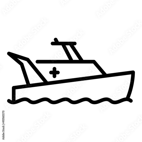 Cross rescue boat icon. Outline cross rescue boat vector icon for web design isolated on white background