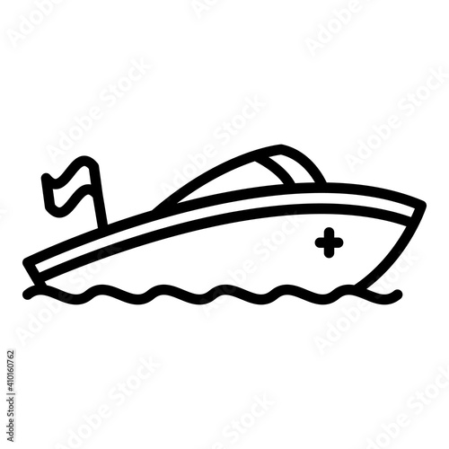 Speed rescue boat icon. Outline speed rescue boat vector icon for web design isolated on white background