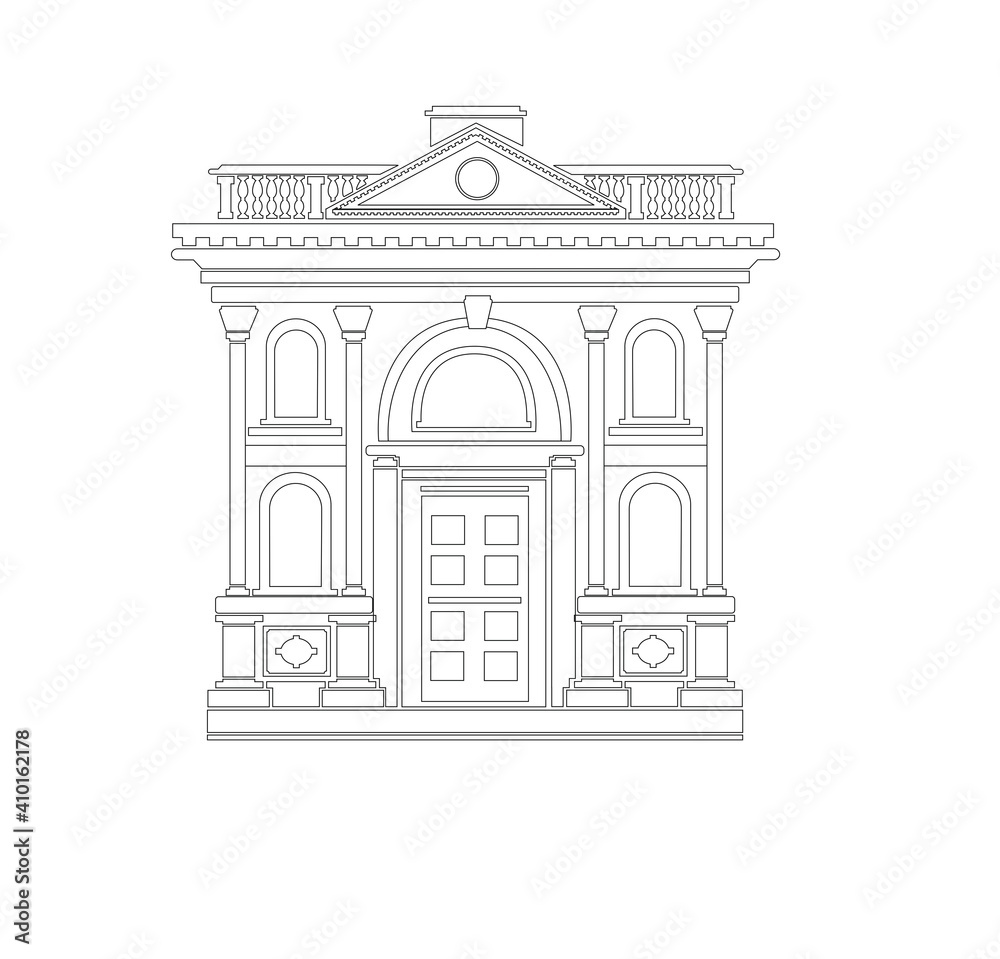 Obraz premium ANCIENT CLASSIC STYLE BUILDING DRAWING WITH ROMAN AND GOTHIC COLUMNS