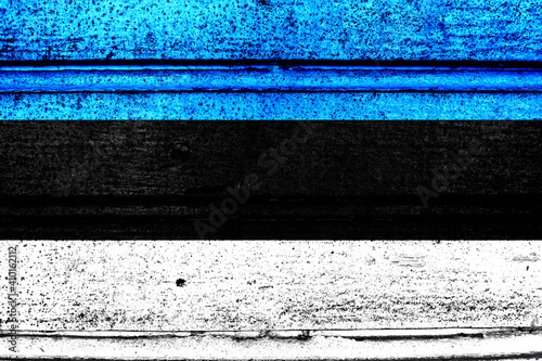 National flag of Estonia, abbreviated with ee; a realistic 3d image of the national symbol from an independent country painted on a wooden wall