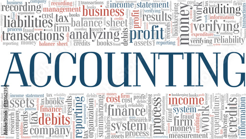 Accounting vector illustration word cloud isolated on a white background.