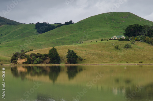 Landscape in Hoopers Inlet. Otago Peninsula. Otago. South Island. New Zealand.