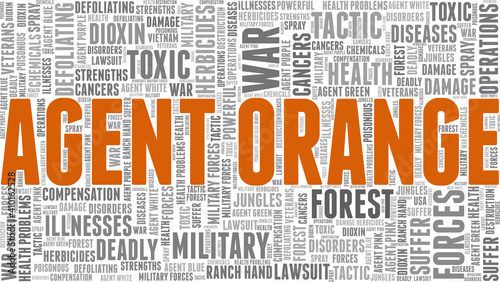 Agent orange vector illustration word cloud isolated on a white background.