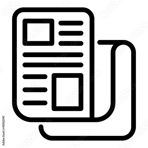 Tabloid newspaper icon. Outline tabloid newspaper vector icon for web design isolated on white background