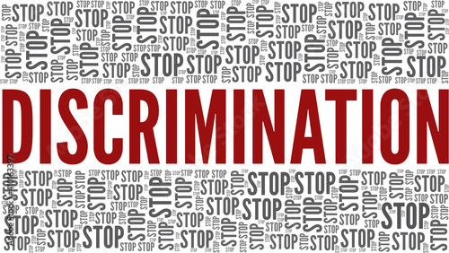 Stop discrimination vector illustration word cloud isolated on a white background.