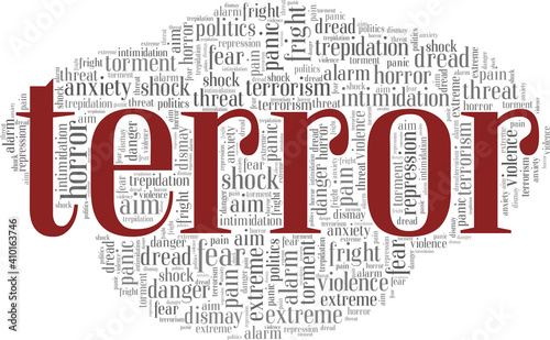 Terror vector illustration word cloud isolated on a white background.