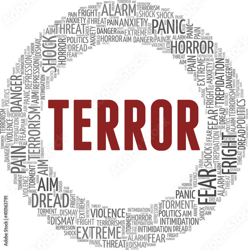 Terror vector illustration word cloud isolated on a white background.