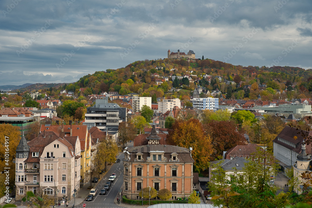 Blick auf Stadt Coburg im Herbst Oberfranken Deutschland
