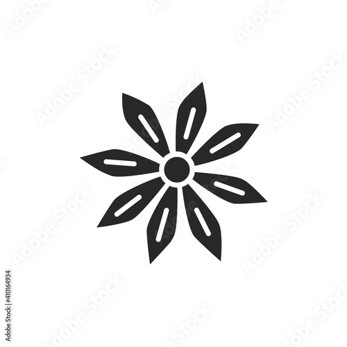 Star anise plant black glyph icon. Vector illustration