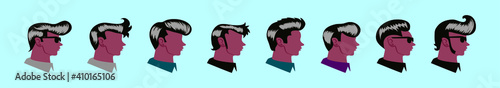 set of greaser cartoon icon design template with various models. vector illustration isolated on blue background