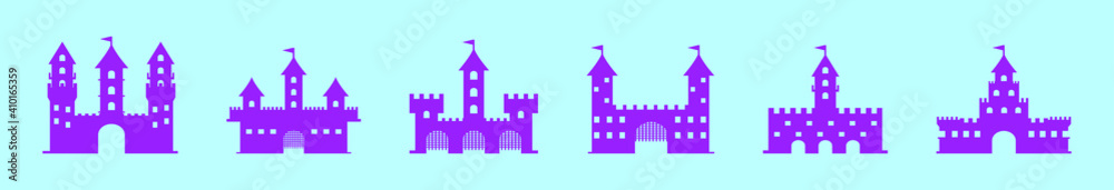 set of fort cartoon icon design template with various models. vector illustration isolated on blue background set of fort cartoon icon design template with various models. vector illustration isolated on blue background
