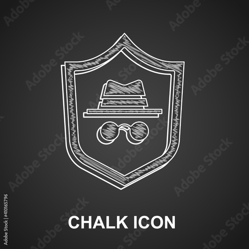 Chalk Incognito mode icon isolated on black background. Vector.